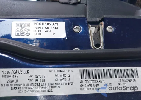 2016 Chrysler 300 Limited from USA, damaged, VIN 2C3CCAAG3GH182373